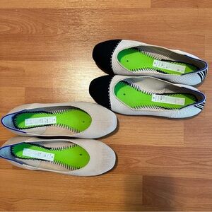Two Pairs of Rothy's Square Toe Flats